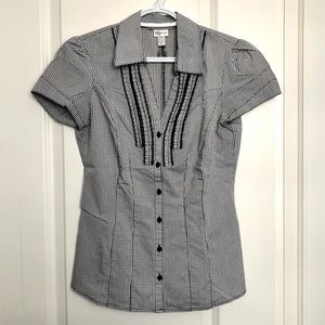 Dynamite Cap Sleeve Button Down Blouse